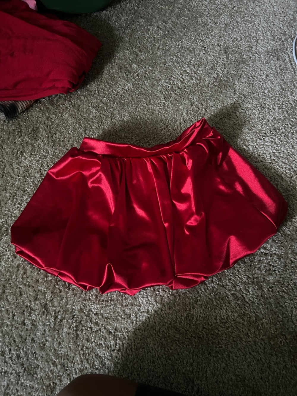 Red Satin Circle Mini Skirt - Women